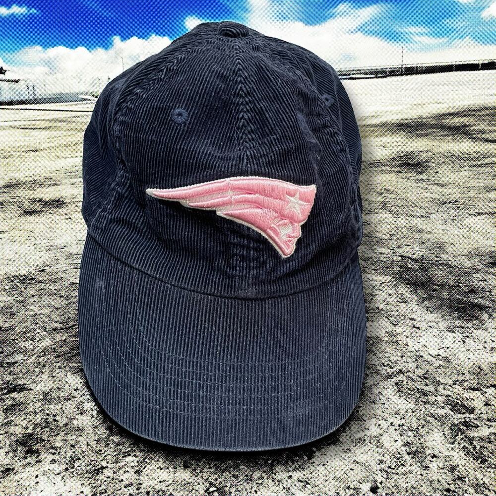 NFL New England Patriots Corduroy Hat Blue Cotton Adjustable Cap Womens Football
